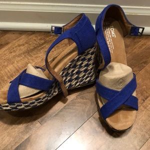 Toms Blue Mixed Rope Strappy Wedges